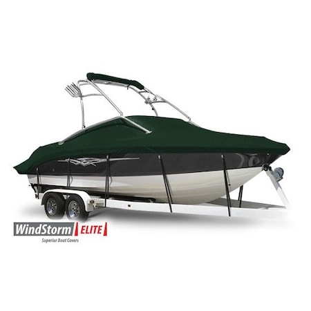 Eevelle Boat Cover DECK BOAT Ski Tower, Outboard Fits 18ft 6in L up to 102in W Green SFDKSK18102B-HTR